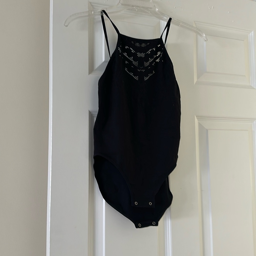 FP Intimately High Front Cut Out Ribbed Body Suit - M/L - Black - BNWOT
